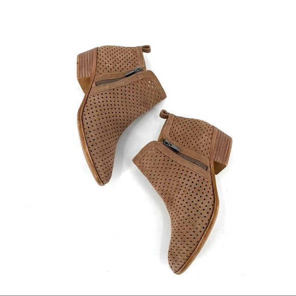 Lucky Brand Shoes - Lucky Brand Perforated Suede Zip Ankle Bootie